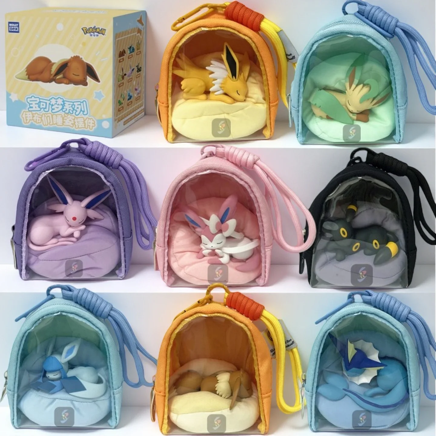 

Оригинальная серия Pokemon Eevee Sleeping Position, слепая коробка Sylveon Umbreon Flareon Jolteon, аниме, украшение для рюкзака, модель игрушки