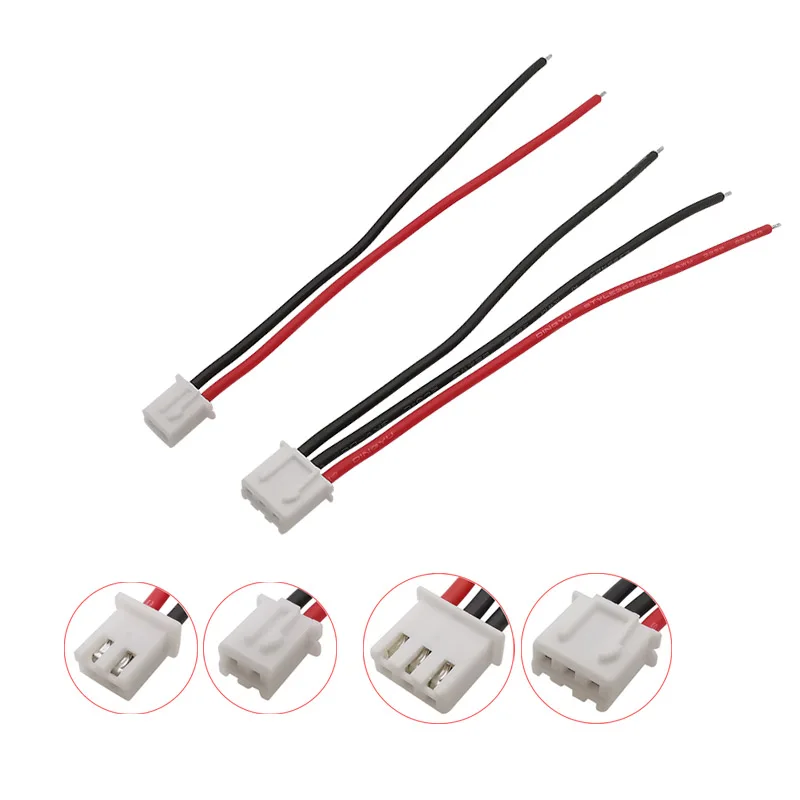 10Pcs JST XH 2.54mm Pitch 2/3 Pin Plugs 1/2S Balancer Cable RC Lipo Battery Balance Charger Plug Connector Silicone Wire 22AWG