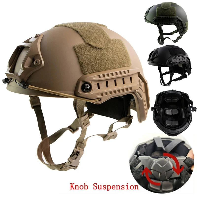 

BOOIU Fast Tactical Helmet Adjustable Knob Thicken ABS Outdoor Helmet Riding Shooting Airsoft Helmets Military Protective Gear