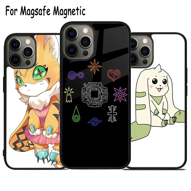 Digimon Digi Crests Wireless Charge Magsafe Phone Case For iPhone 15 16 14 13 11 12 Pro Max Plus Magnetic Cover