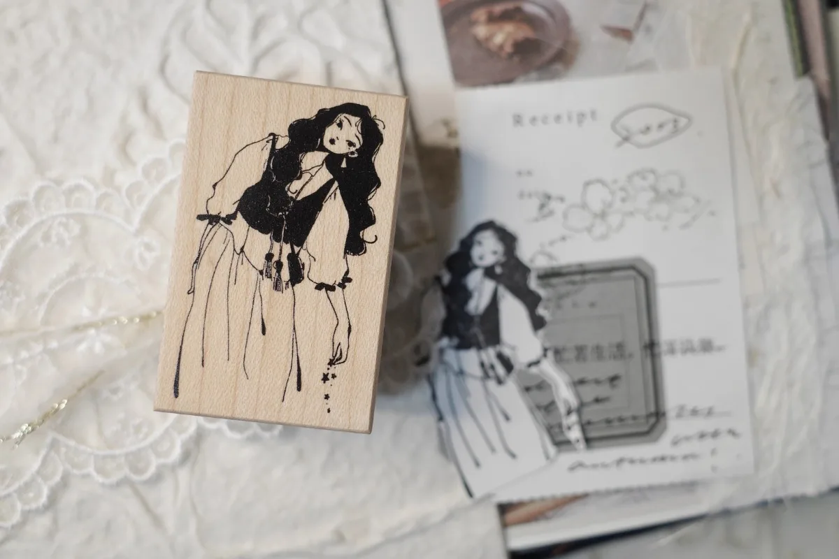 Lovely Music Party Girl Wooden Rubber Stamp DIY Scrapbooking Photo Album Journal Material Wood Seal