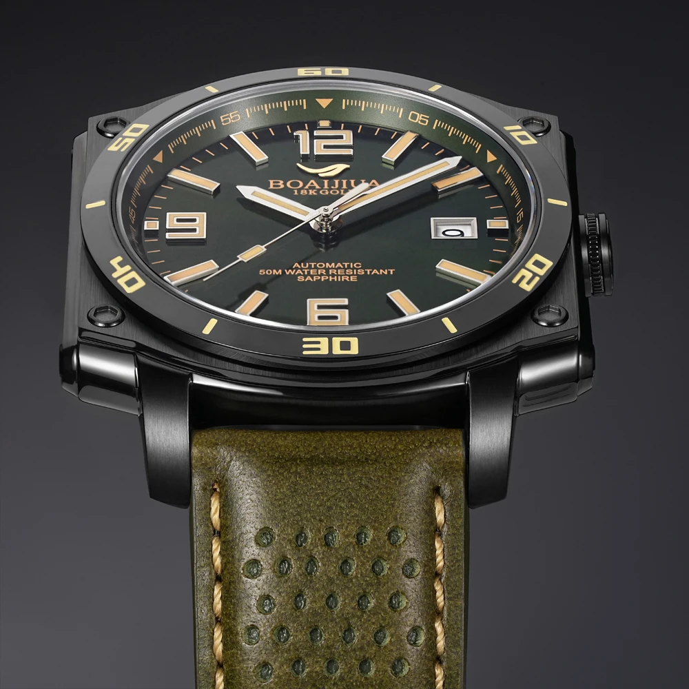 BOAIJIUA Orologio meccanico da uomo completamente automatico Orologio meccanico alla moda Orologio dal design originale Impermeabile 50 m