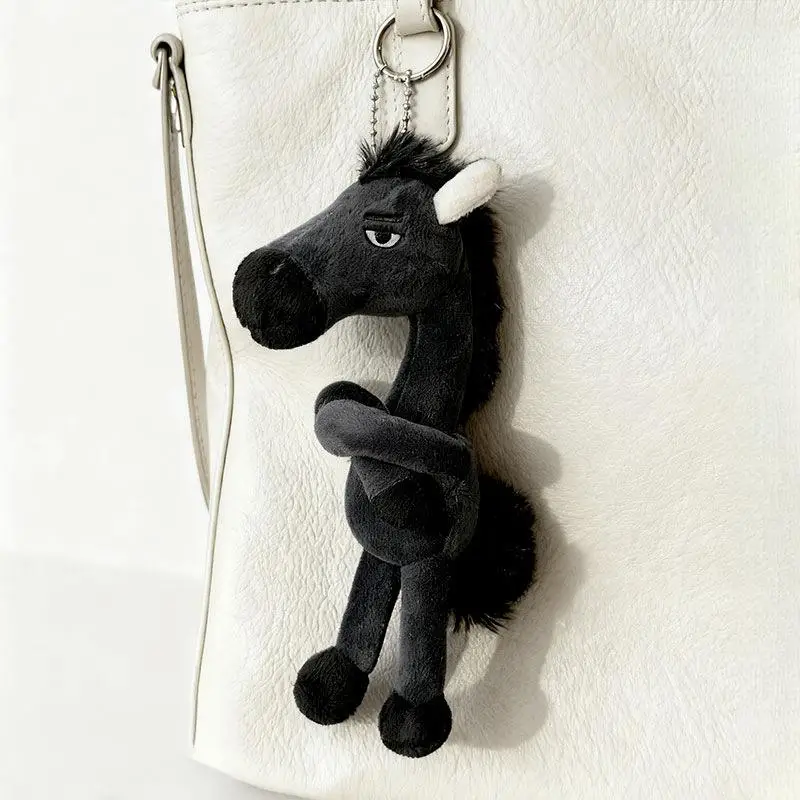 Plush Arrogance Pony Keychain For Women Bag Pendant Decor Cute Plush Horse Car Keychain Party Gift Key Ring Accessories