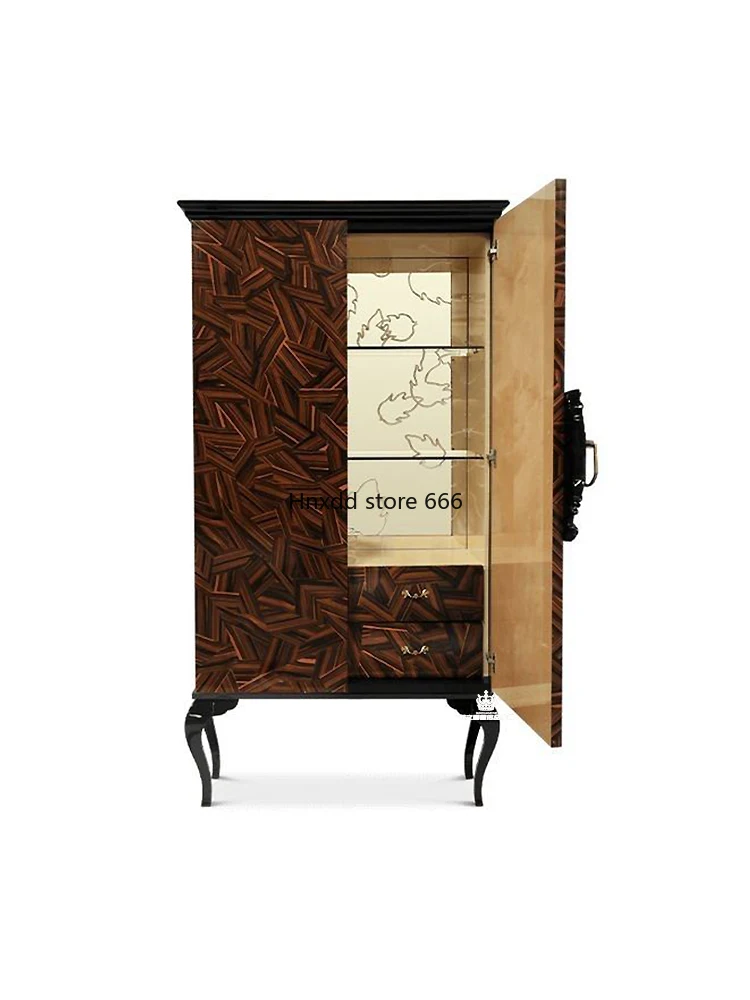 Light luxury solid wood wine cabinet High-end restaurant side cabinet Wall storage cabinet