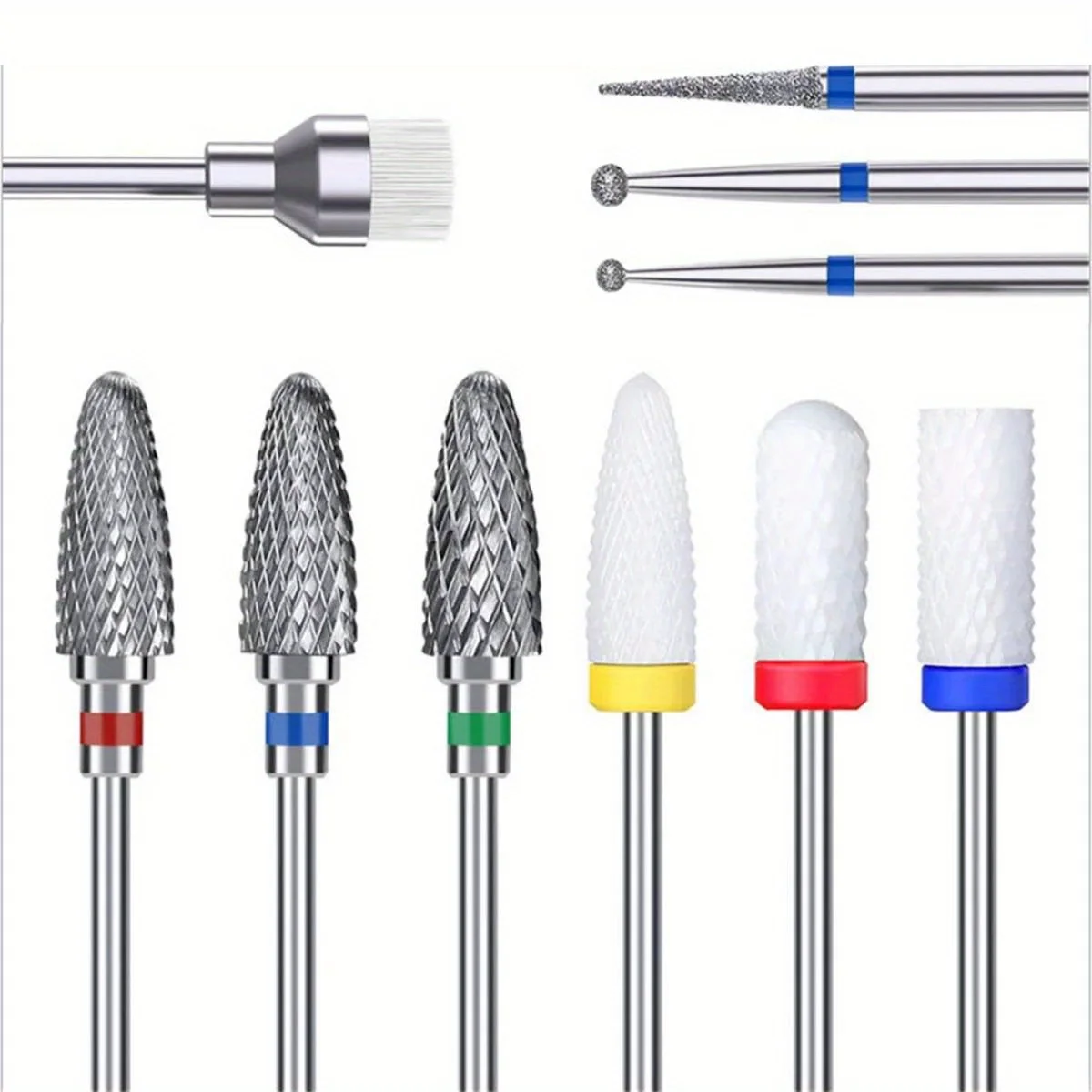 10PCS Professional Nail Drill Bits Set Ceramic Diamond Cuticle Carbide Remover Efile for Home Salon Acrylic Gel Manicure