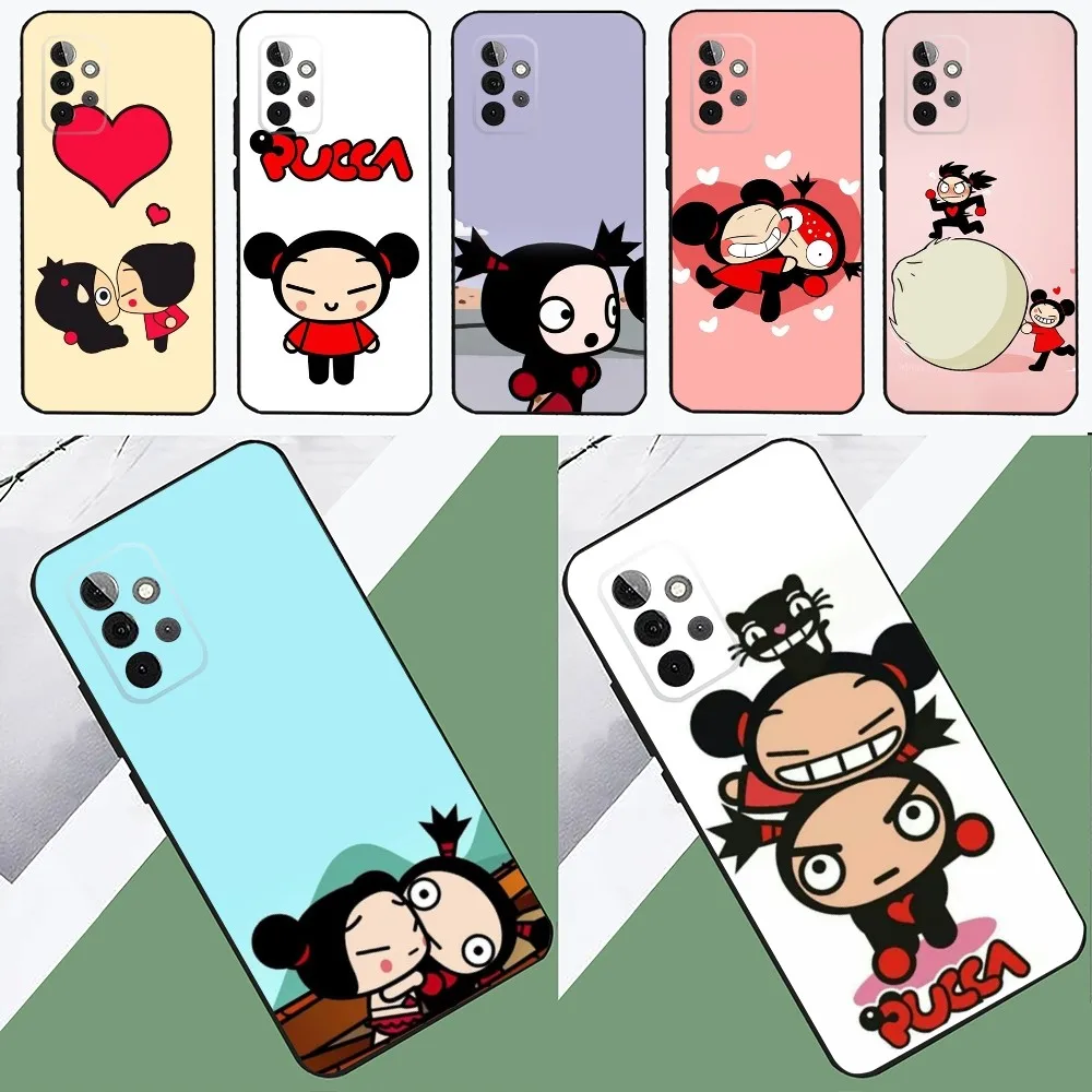 Cartoon P-Pucca Garu  Phone Case For SamsungS24,23,22,21,S20 ,Pro10,S30Plus,S9,20lite Ultra Black Cover