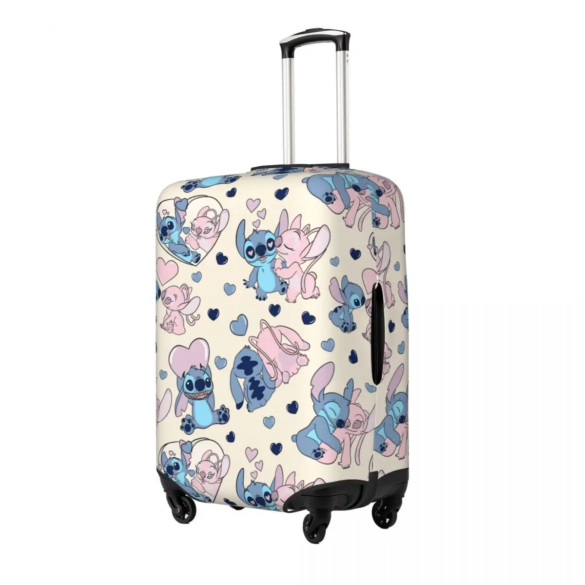 disney Stitch And Angel Love Luggage Cover Fits 18-32 Inch Suitcases Elastic Suitcase Cover Protector Travel Accessories