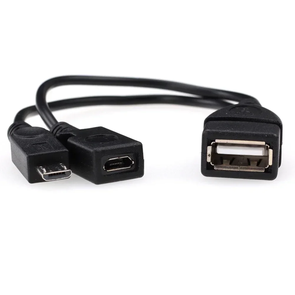 200pcs 2 in 1 OTG Adapter Micro USB Host Power Y Splitter USB Adapters to Micro 5 Pin Male Female Cable