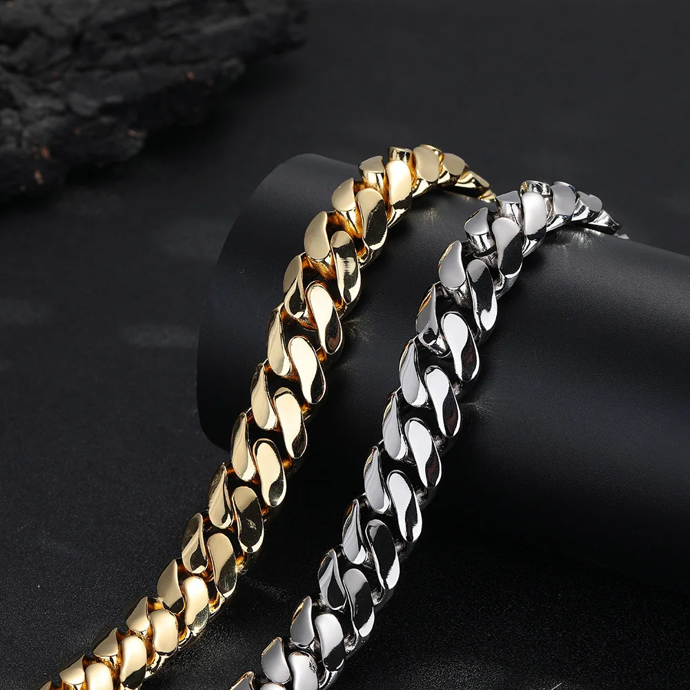 8mm 10mm 12mm 15mm 18mm 20mm 25mm Hip-hop Cuban chain Pendant Necklace Copper 18K Gold Plated Men Boy Chunky Necklace Jewelry