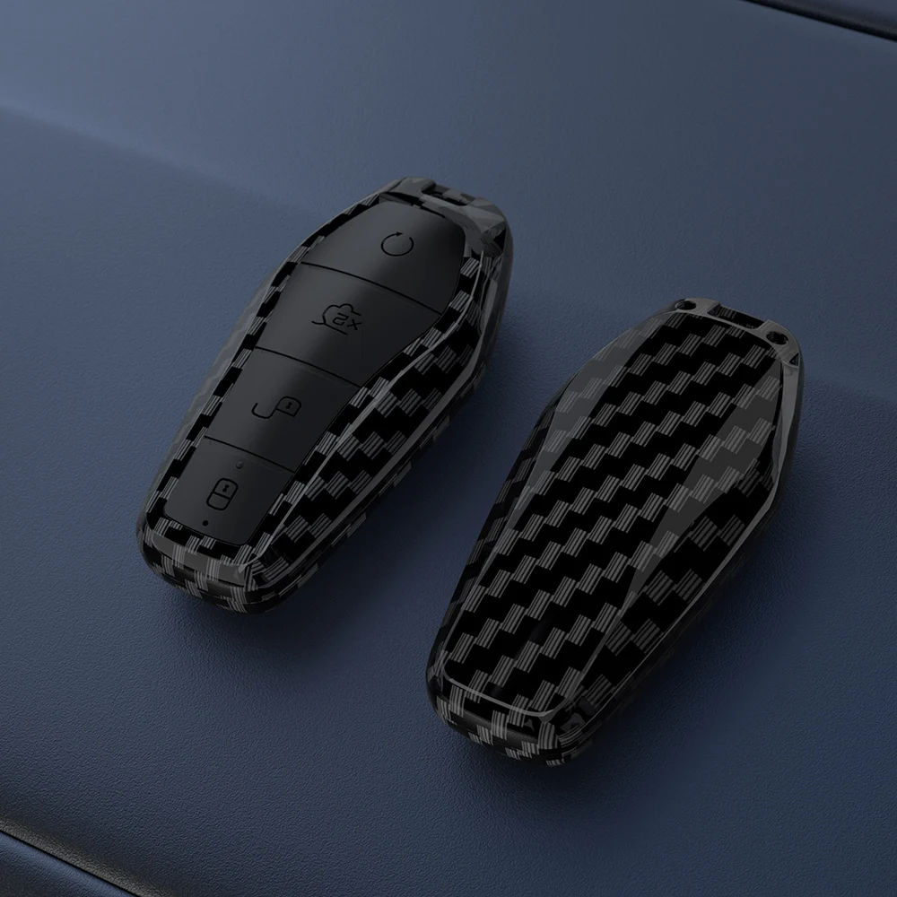 ABS Für BYD Qin Plusdmi Atto 3 Han EV Delphin Schutz Abdeckung Shell Auto Innen Zubehör Neue Carbon Faser Auto Fernbedienung Schlüssel C