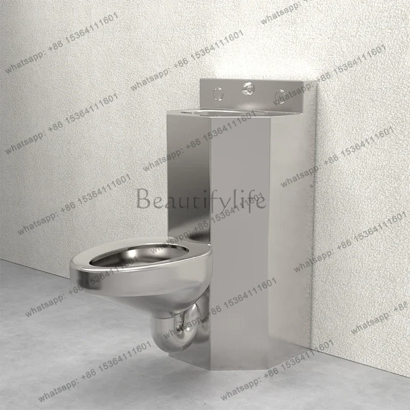 One-piece toilet 304 stainless steel wall-mounted toilet  wall-mounted toilet