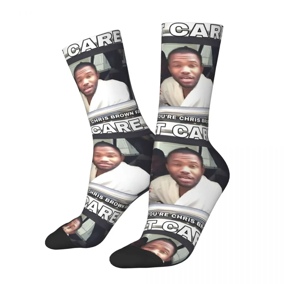 Don't Care Didn't Ask Men's Socks Retro Harajuku Chris Brown Street Style Novelty Pattern Crew Sock