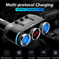 12V-24V Car Cigarette Lighter Socket Splitter Plug LED USB Charger Plug Adapter Port 3 Way Auto For Mobile Phone DVR Accessories