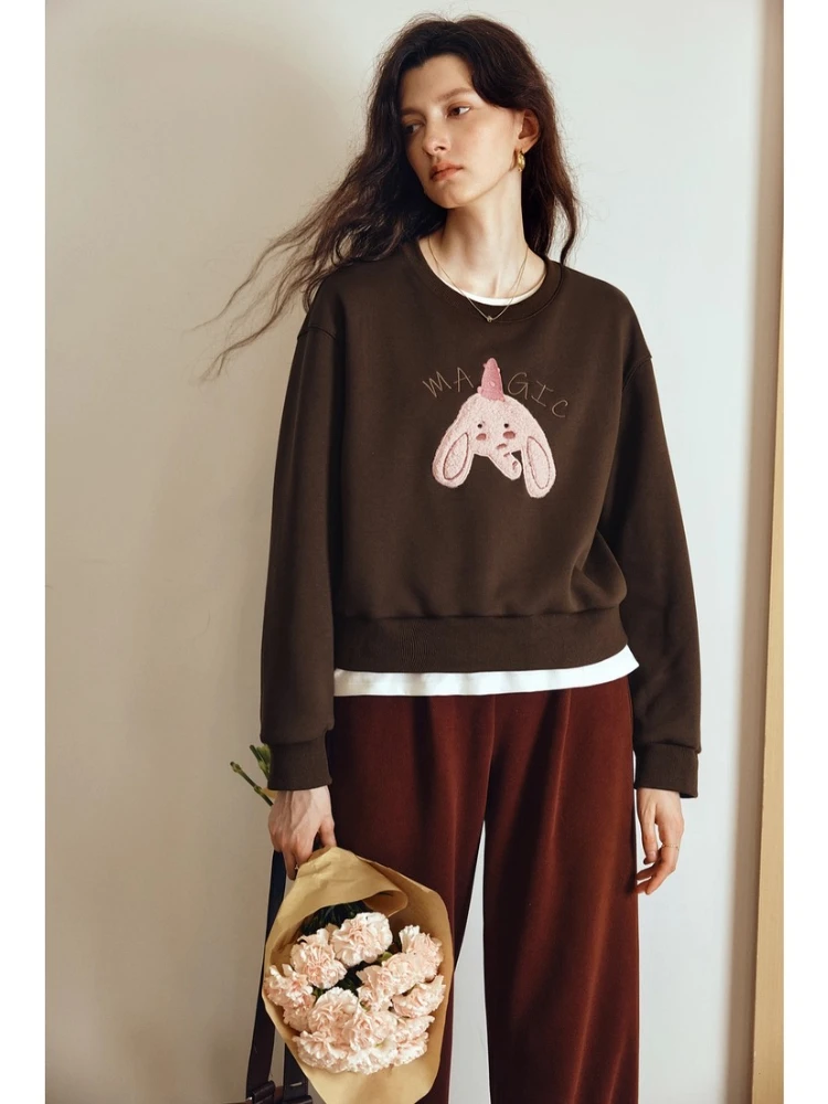 OLrain Woman Sweatshirts 2025 Autumn Casual O-neck Long-sleeve Pullover Sweater Loose Fashion Knit Women's Clothing O57QR000365