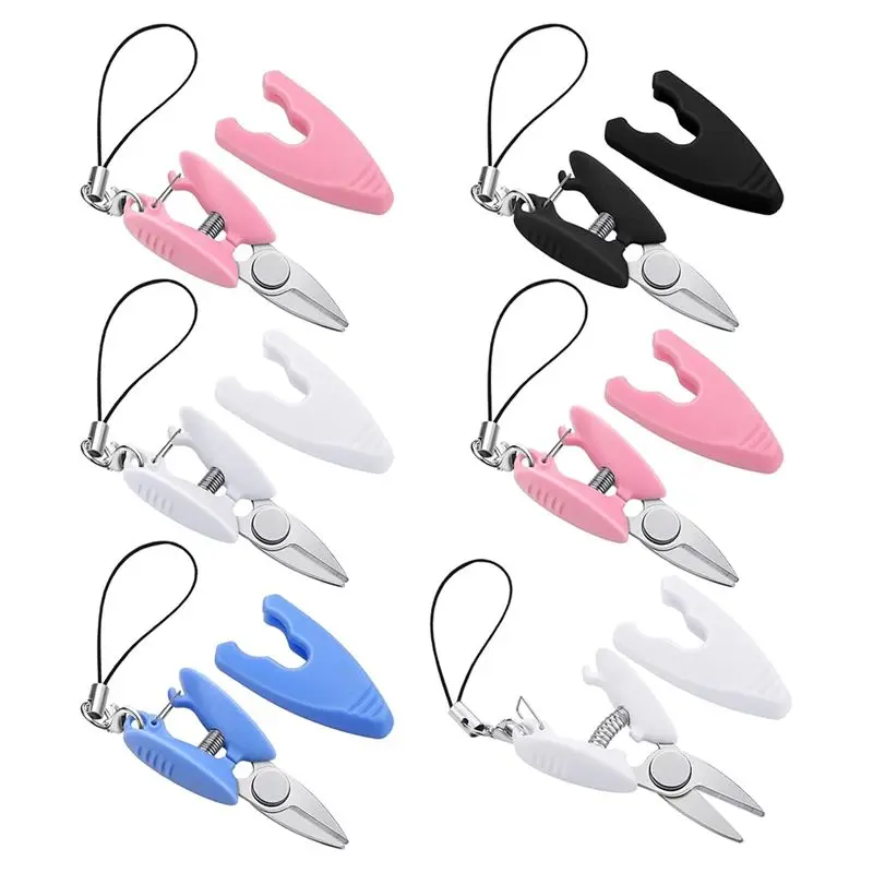 A01F-6 Pcs Mini Small Scissors Keychain Set Portable Snips For Travel, Sewing, Crafts And Yarn