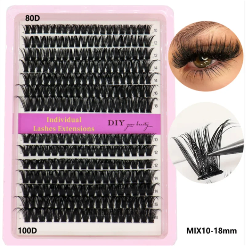 Natuurlijke Dikke Dichte Gesegmenteerde Enkele Cluster Valse Wimpers D-Gebogen Volumizing 60D-160D Make-Up Schoonheid Levert