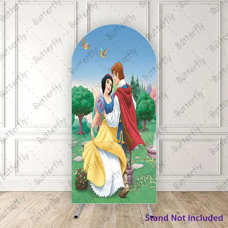 

Fairy Forest Disney Cartoon Bird Prince Snow White Princess Arch Photo Backdrop Cover Girls Birthday Party Background Decoration