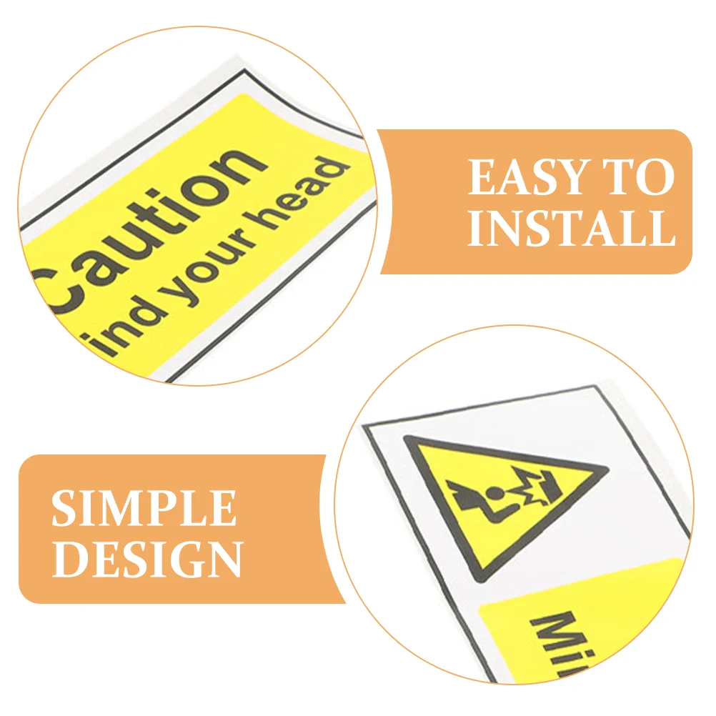 Pp Sticker Signage Waterproof Stickers Nail Pvc Low Ceiling Watch Your Head Warning Label