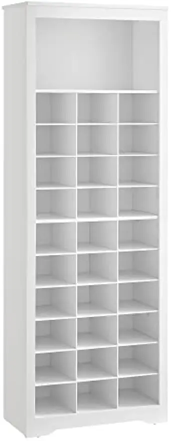 10 Tier Tall Vertical Wood Shoe Storage Cabinet Rack Holds Up 30 Pairs Shoes Entryway 248 X 126 X 737 Inch Cloud White HELAN Col