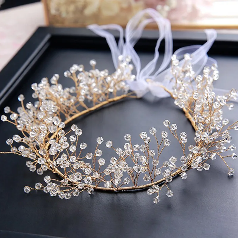 Luxo cheio de cristal hairband handmade shinny headpieces cabelo nupcial peça festa casamento vestido noite bandana