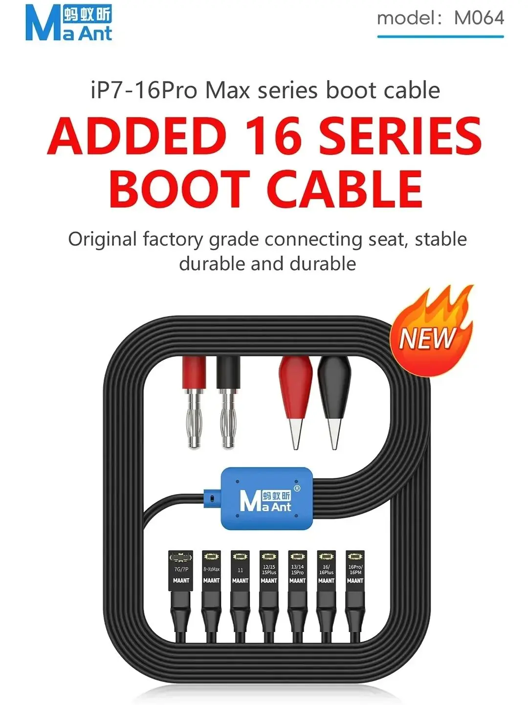 

MaAnt M064 Тестовая линия источника питания мобильного телефона Шнур управления питанием постоянного тока для iPhone 7-16 Pro Max Линия запуска активации материнской платы
