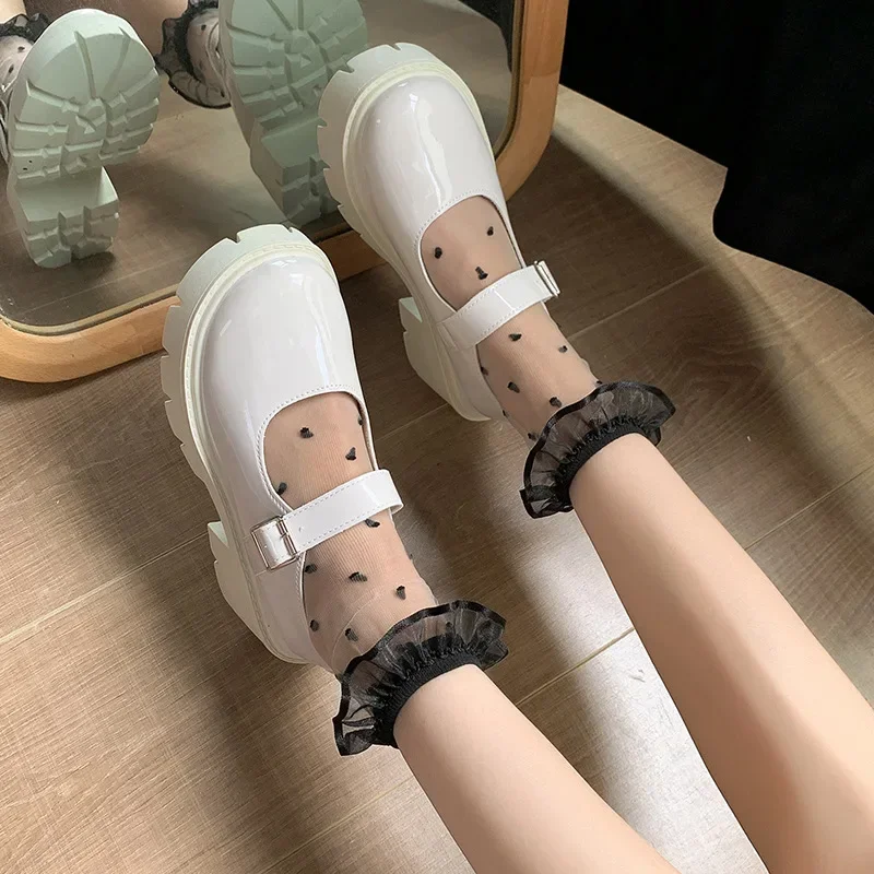 

2022 Women Mary Jane Shoes Woman Vintage Girls High Heel Platform Lolita Shoes Japanese Style College Student Shoes Big Size 43