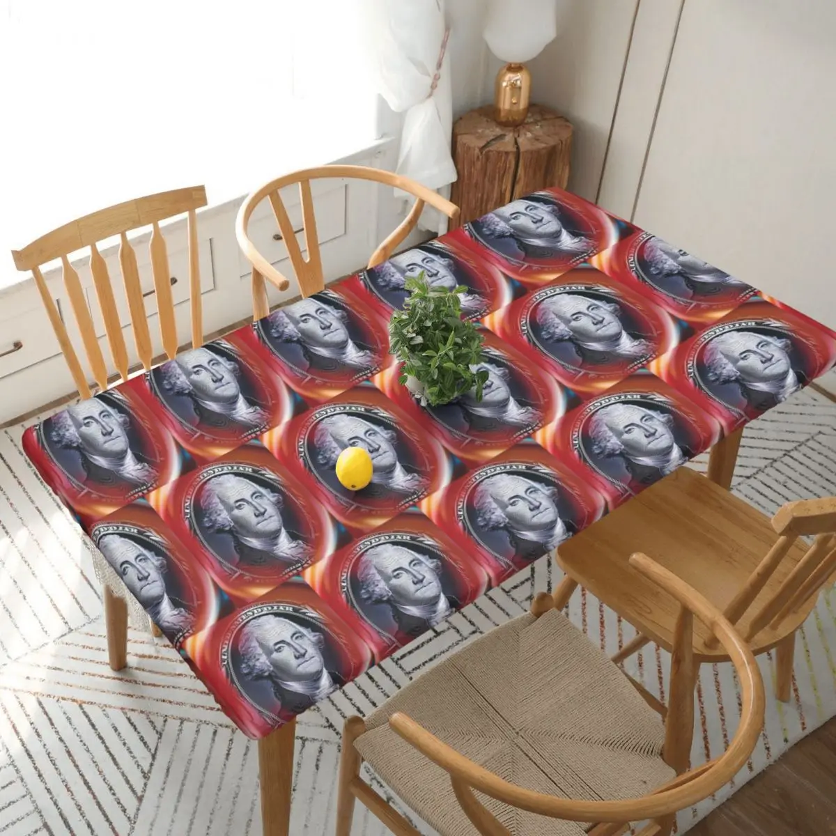George Washington And Abraham Lincoln Customized Rectangular Tablecloth Oilproof Table Cover for Festival Party Table Cloth