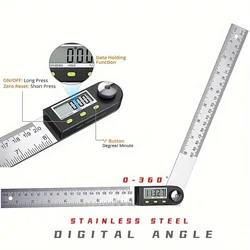 200mm Electronic Protractor Stainless Steel Digital Angle Ruler Inclinometer Angle Finder Digital Angle Gauge Measuring Ruler