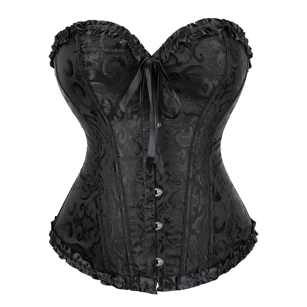 

Sexy Corsets And Bustiers Vintage Floral Lace up Boned Korset Gothic Women Overbust Corset Top Body Shaper Lingerie