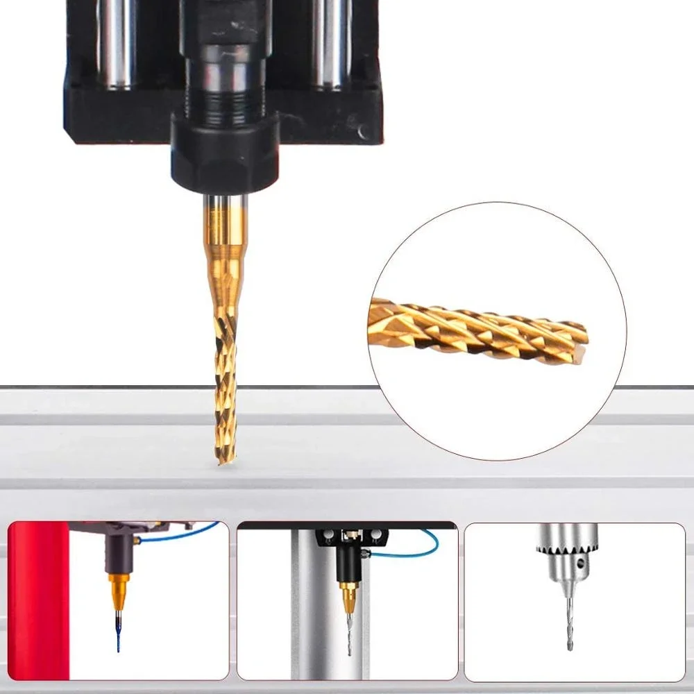 End Mill Milling Cutter 3.175mm Shank CNC Router Bit Blue Coated Carbide Engraving Bit CNC Cutting Tools For CNC Laser Engraver