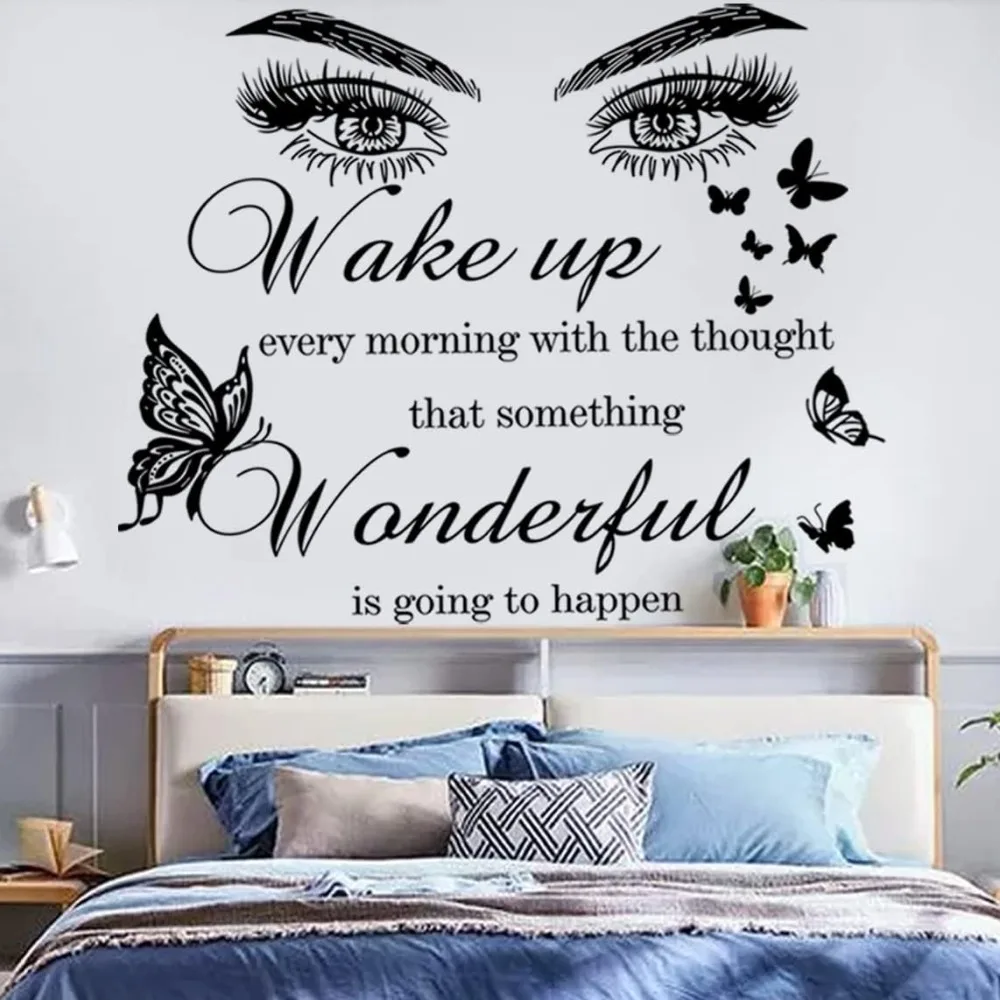 

Inspirational Quotes Vinyl Eyes Eyelash Decals Motivational Sayings for Wall Art Decor Sticker Positive Lettering Wall Decal for