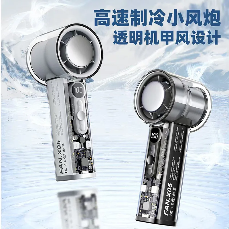 

Suitable forWerther Sega Handheld Fan Ice Cold Compress High Speed USB Handheld Turbo Transparent Mecha Wind Summer Small Fan