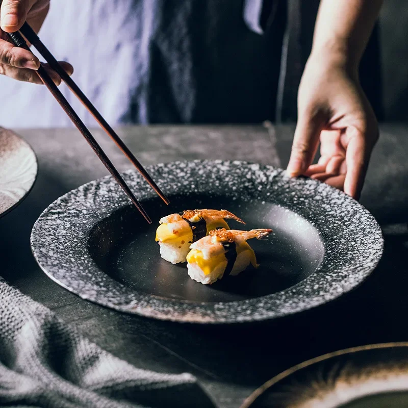 LingAo-Japanese Wide-sided Wing Plate, Ceramic Creative Steak Pasta