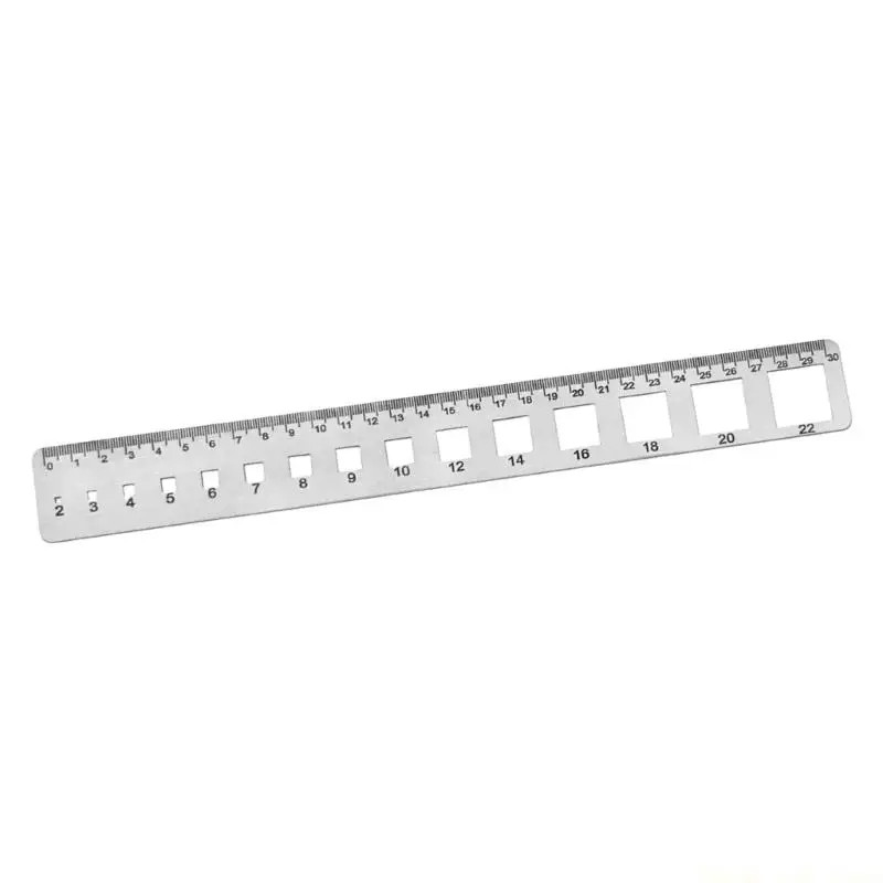 A2BE Stainless Steel Accurate Ruler Round Square Holes Sturdy Measuring Tool Engineer
