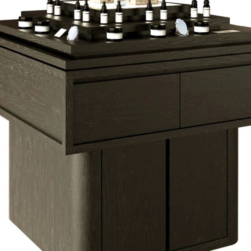 Beauty salon Nakajima, Wenxiangtai essential oil aromatherapy display cabinet Product display cabinet black walnut color
