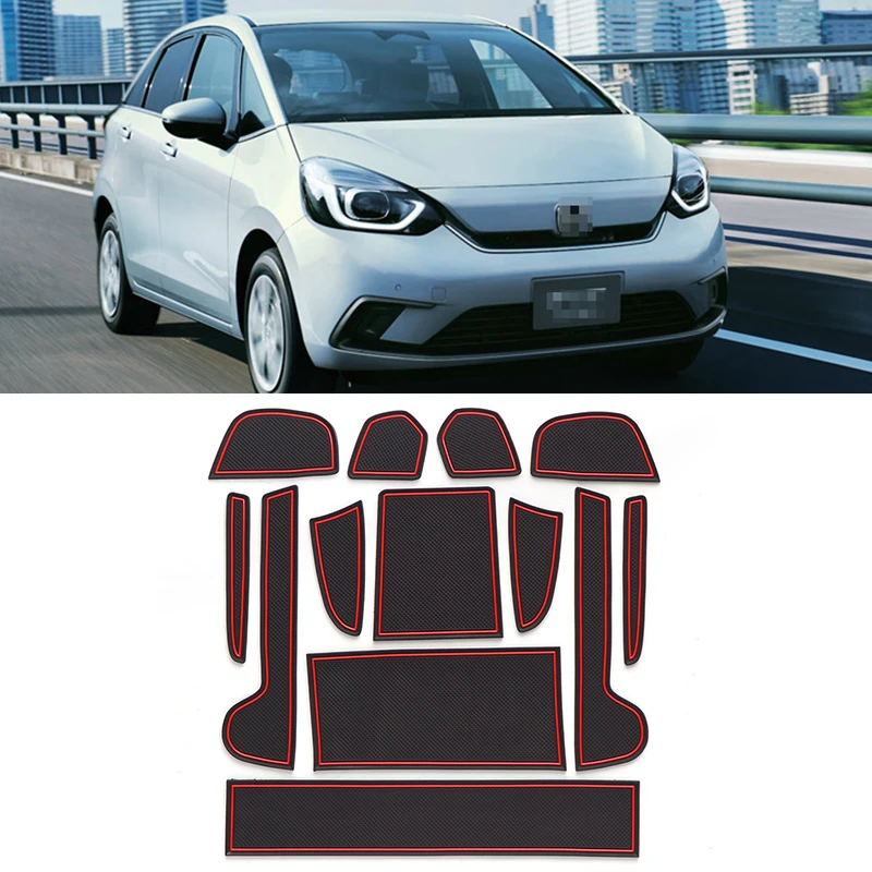 

13 pcs Car rubber anti-slip mat coaster Door Slot Mat Set For Honda Fit JAzz 2020 accessories