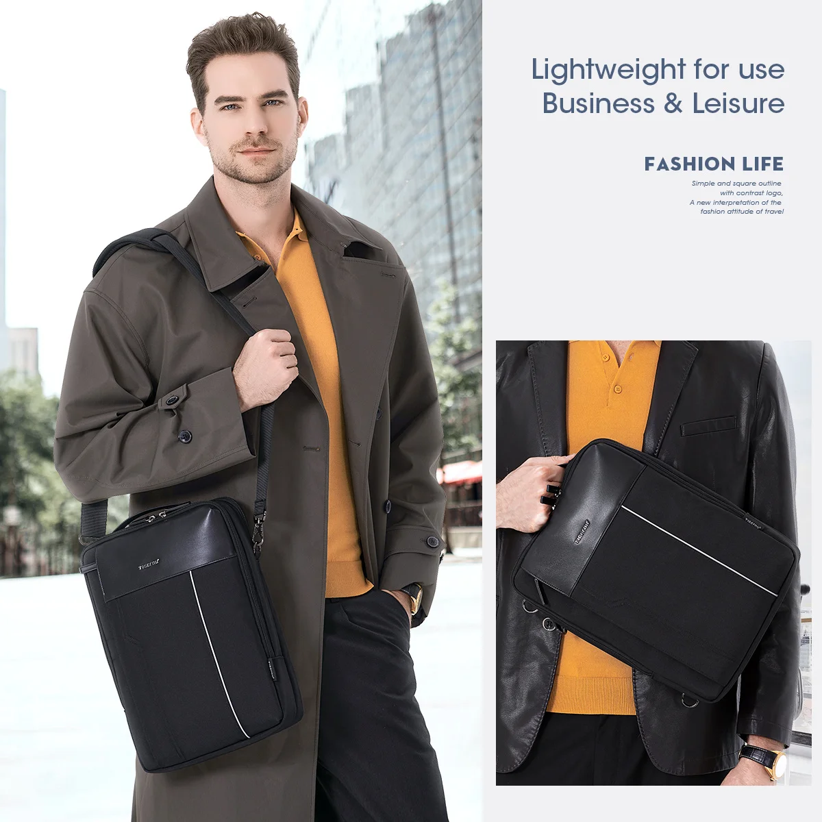 Lifetime Warranty Shoulder Bag For Men 13.3inch Tablet Crossbody Thin Handbag Messenger Schoolbag Classic Series