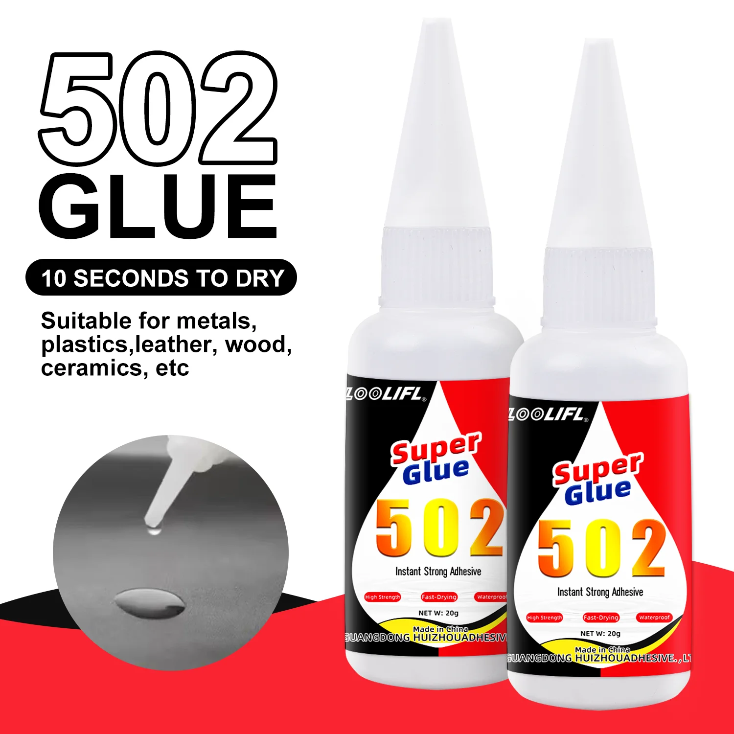 1-7Pcs Loolifl 502 Super Glue Instant Quick-Drying Cyanoacrylate Adhesive Leather Rubber Wood Metal Strong Bond Liquid Glue Tool