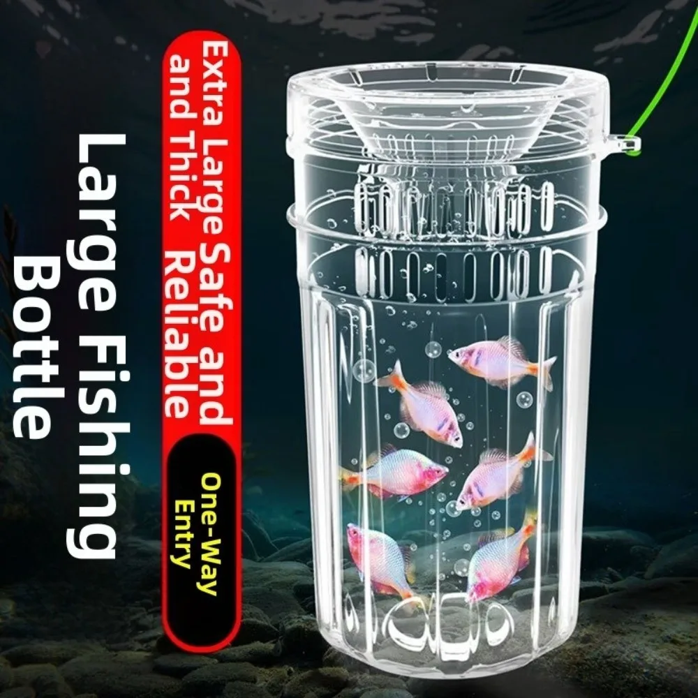Ribbed Design Fishing Pail Tall Structure Plastic Material Catch Pail Transparent Material Funnel Shape Transparent Pail