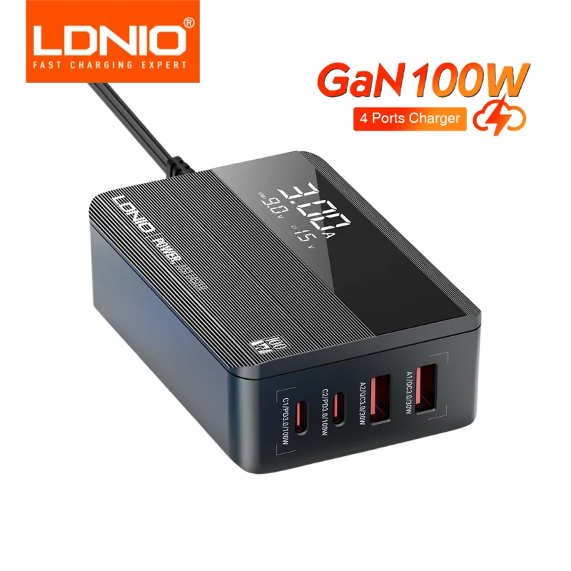 LDNIO 100W GaN Desktop Fast Charging Type C PD QC For Iphone 12 15 Pro Max Xiaomi 14 Samsung Macbook Laptop Mobile Phone Charger