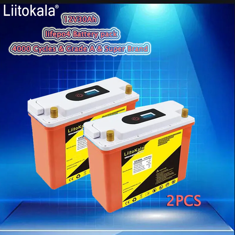 2pcs LiitoKala LiFePO4 แบตเตอรี่ 12 V/12.8 V 60Ah 30Ah 40Ah 50Ah Campers กันน้ํารถกอล์ฟแบตเตอรี่ Off-Road Off-Grid พลังงานแสงอาทิตย์