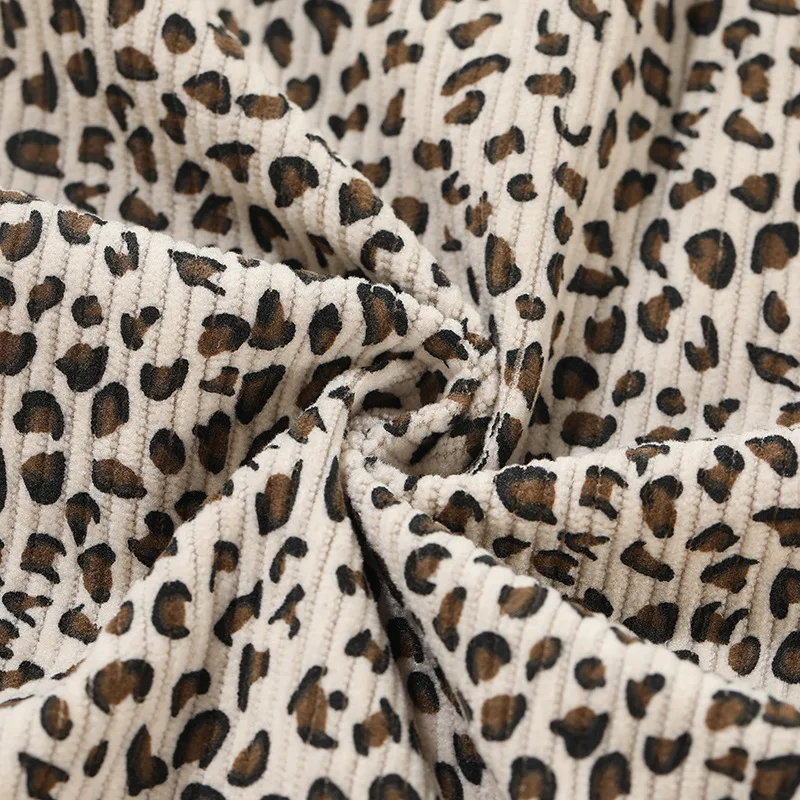 Elastic leopard print Corduroy Fabric Solid Color Stripe for Sewing Apparel Overcoat Skirt Pillow Bed Sheet Cover Clothes 420g/m