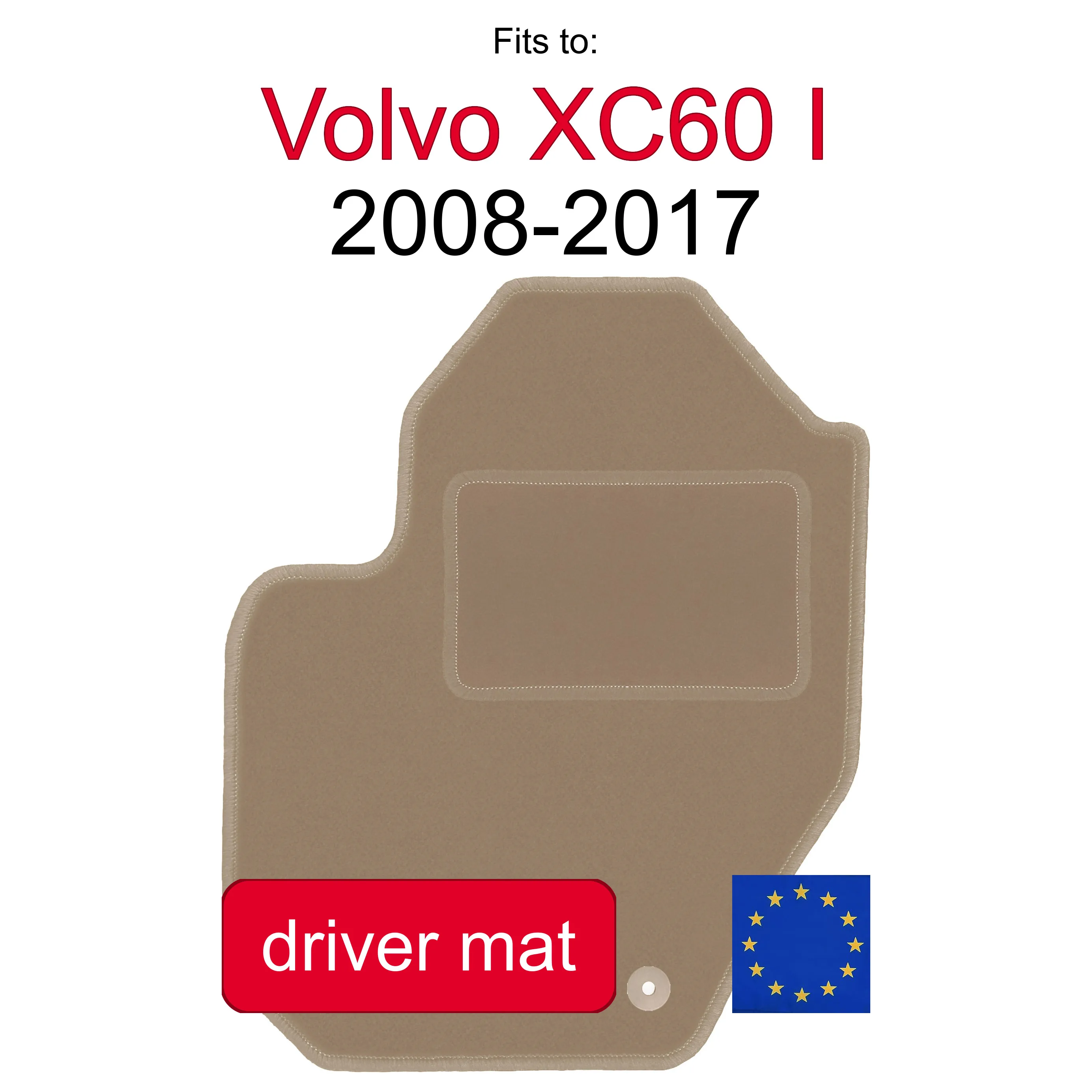 Velour tapijt voor de bestuurderszijde voor Volvo XC60 I crossover (2008-2017) - beige (1 stuk)