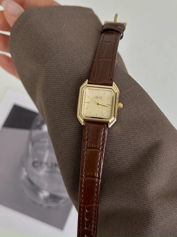 Top Brand Luxury Women Watch Square Black Leather Quartz Small Dial Lady Wristwatch Gift Fashion Female Montre Femme