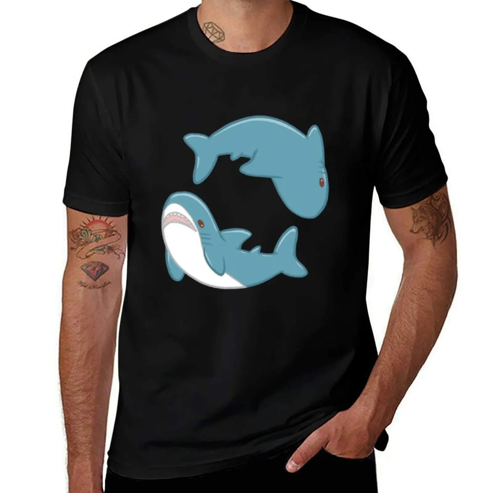 

Double Blahaj T-Shirt blue archive croswit shirt man luxury t-shirt anime shirt t shirts men