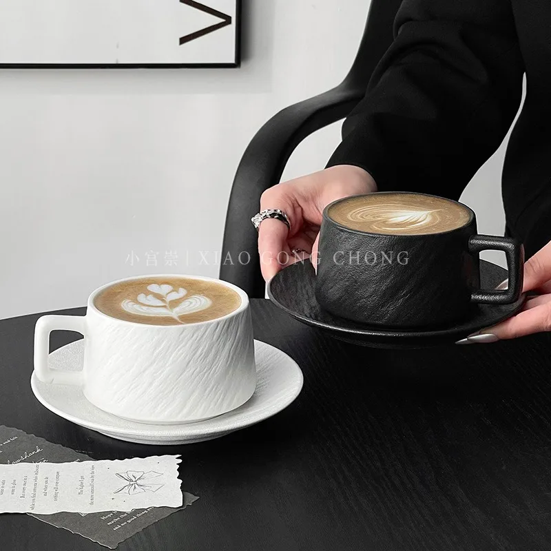 Retro Stone Pattern Coffee Cup Light Luxury Ceramic Mug Exquisite Latte Art Cup Cappuccino & Mocha Mug Table Decoration