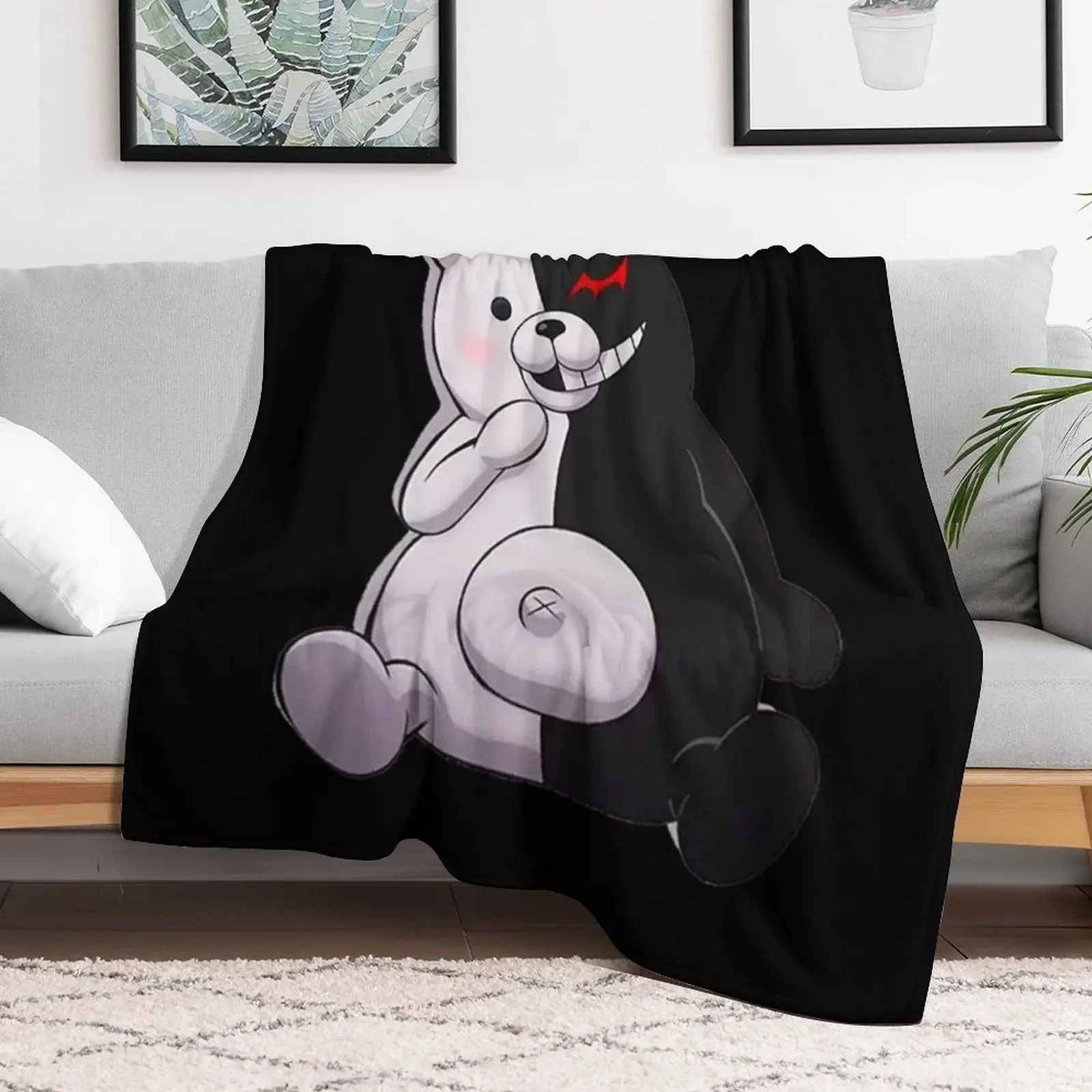 Monokuma and Monomi Sticker Throw Blanket Lightweight Warm Blanket for Travel Camping