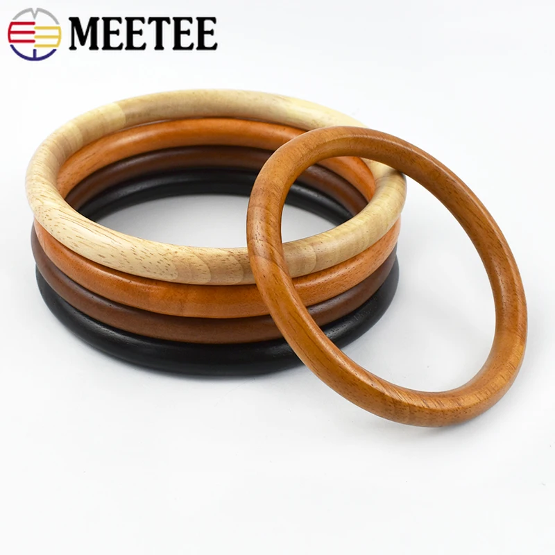 

1/2Pcs 11/14cm Solid Wood Ring Bag Handles Purse Frame for Women Handbag Woven-Bag Sewing Brackets DIY Handmade Bags Accessories