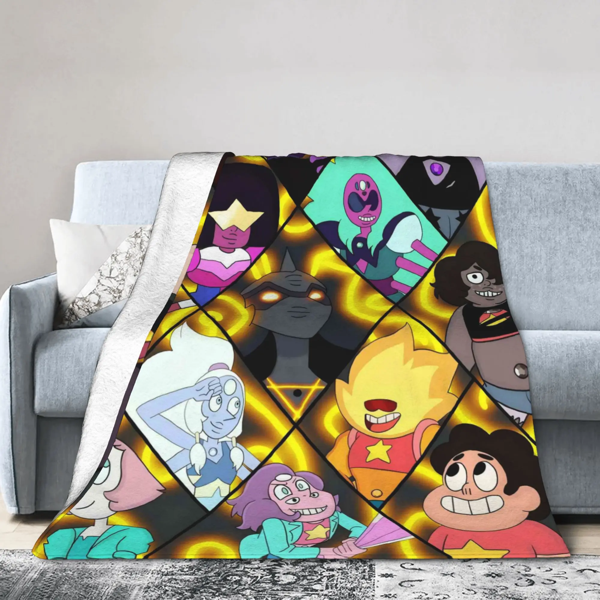 Custom Steven Universe 3D Printed Soft Flannel Fleece Warm Children Gift Cartoon Throw Blankets for Travel Bed Sofa Bedspreads