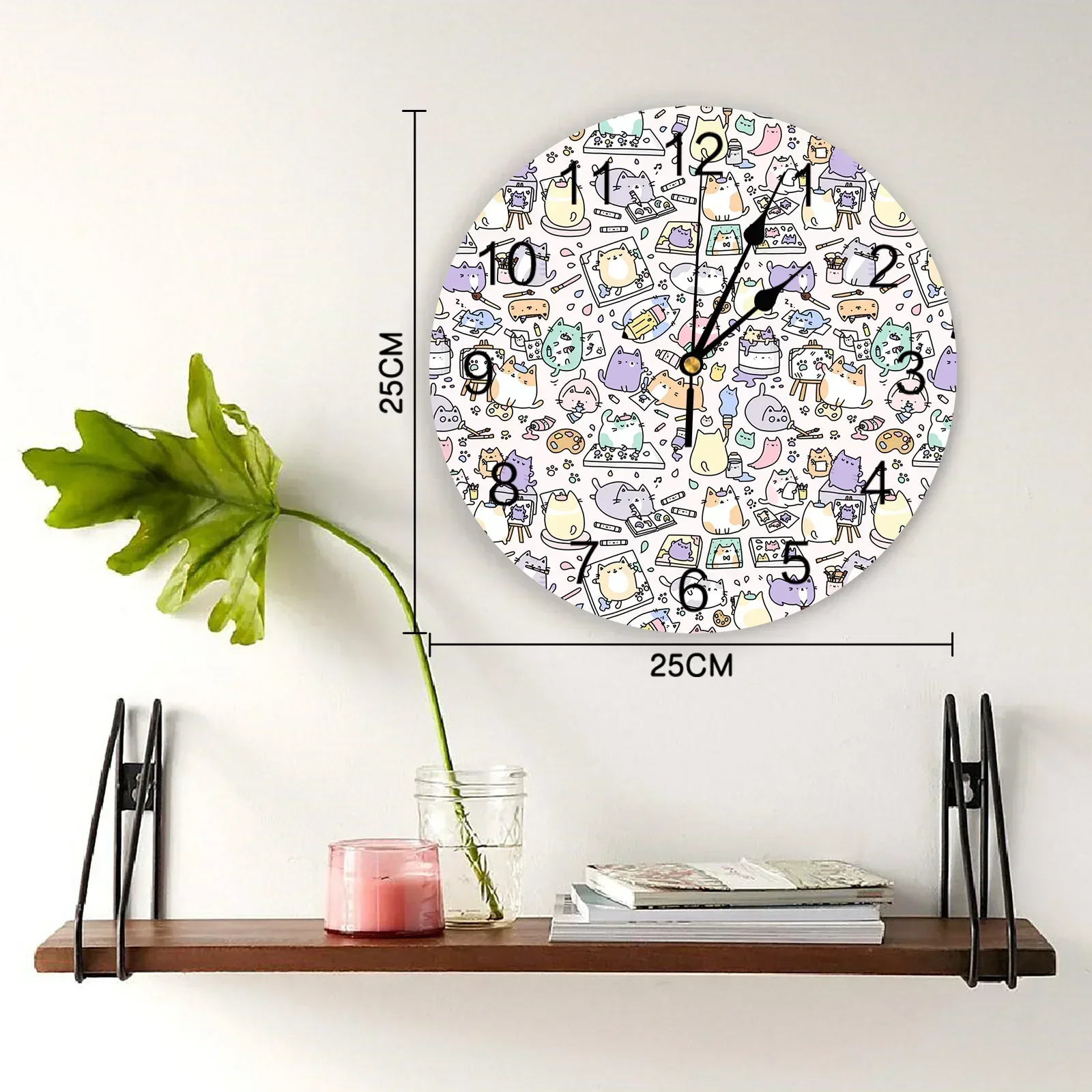 Artsy Cats Wall Clock Large Modern Kitchen Dinning Round Wall Clocks Bedroom Silent Hanging Watch